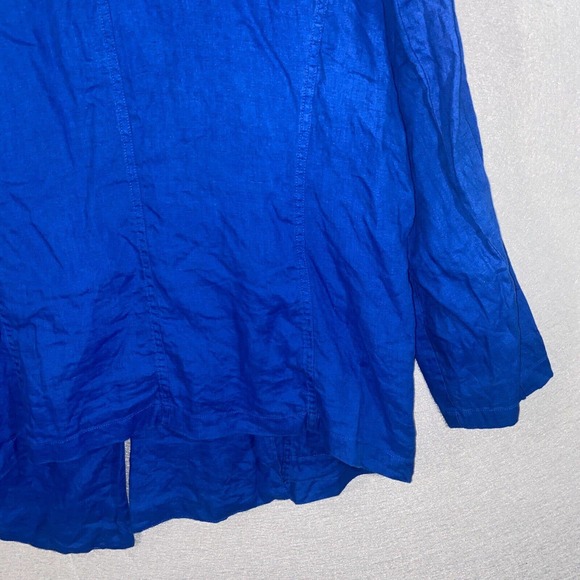 Chicos Travelers Cardigan Womens 3 Blue Long Sleeve Collared Neck Linen Casual - Picture 11 of 14